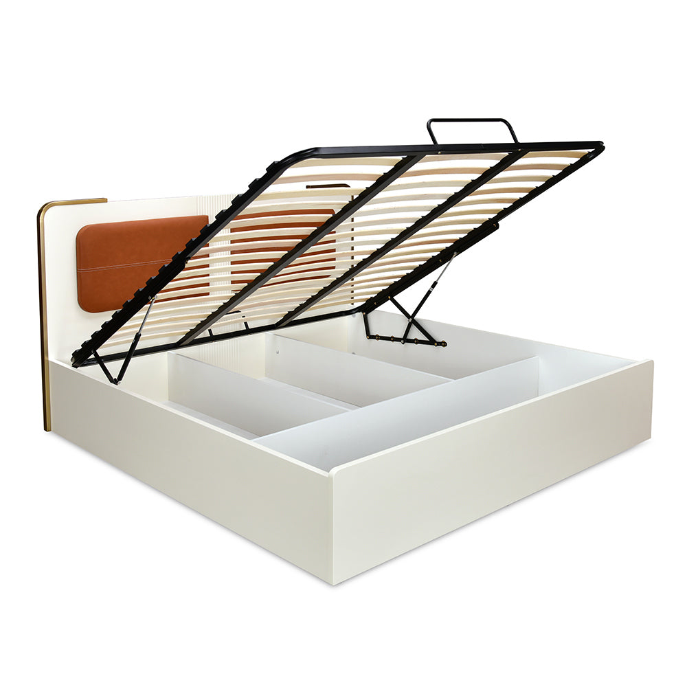 Phoenix King Bed with Hydraulic Storage (Beige)