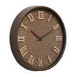 Round Plastic Roman Numerals Analog Wall Clock (Brown)