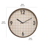 Rattan Round Plastic Analog Wall Clock (Taupe)