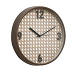 Rattan Round Plastic Analog Wall Clock (Taupe)