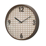 Rattan Round Plastic Analog Wall Clock (Taupe)