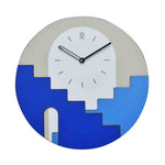 Santorini Round Wooden Analog Wall Clock (Blue)