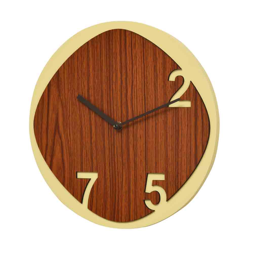 Rhombus Wooden Analog Wall Clock (Brown & Cream)