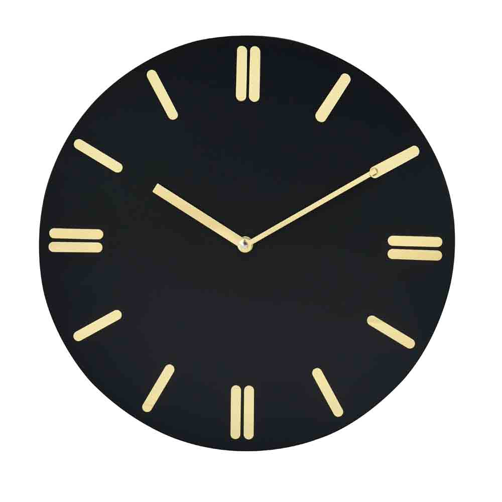 Sleek Wooden Analog Wall Clock (Black & Gold)