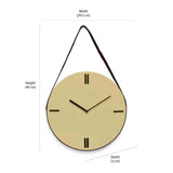 Round Wooden and Leatherette Hanging Analog Wall Clock (Beige)