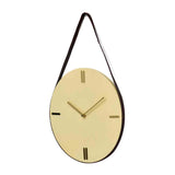 Round Wooden and Leatherette Hanging Analog Wall Clock (Beige)