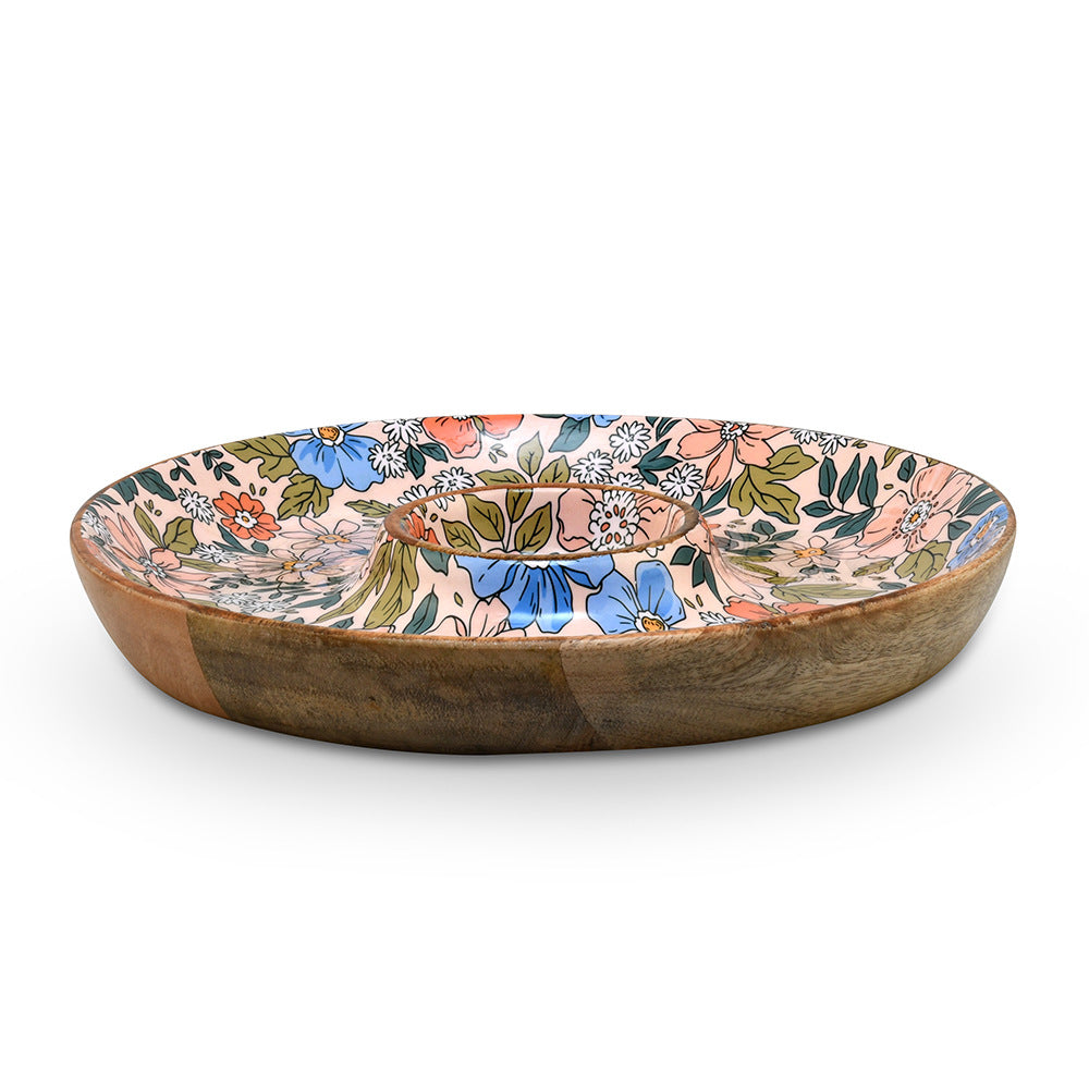 Wooden Chip and Dip Serving Platter 29.5 cm (Multicolor)