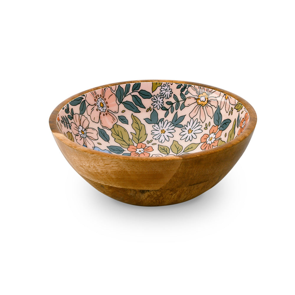 Round Wooden Serving Bowl 850 ml (Multicolor)