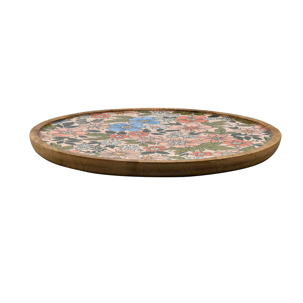 Round Wooden Serving Platter 25 cm (Multicolor)