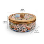 Wooden Roti Chapati Box with Lid (Multicolor)