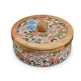 Wooden Roti Chapati Box with Lid (Multicolor)