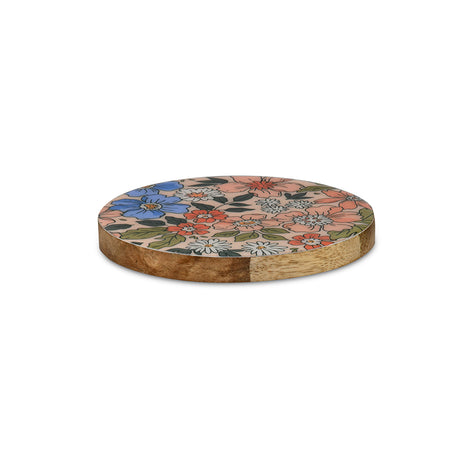 Round Wooden Coasters 10 cm Set of 4 (Multicolor)