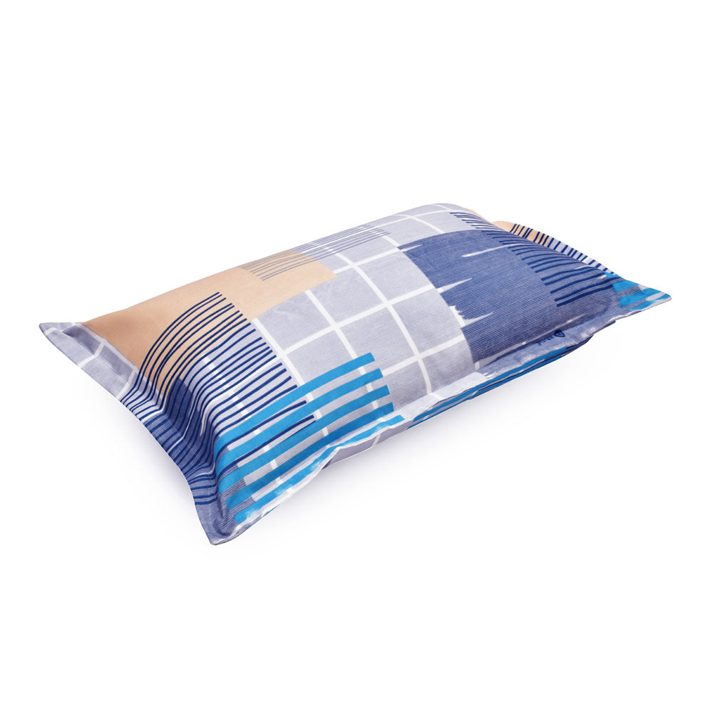 Square and Stripes Design Microfiber 17" x 27" Pillow Covers Set of 2 (Multicolor)