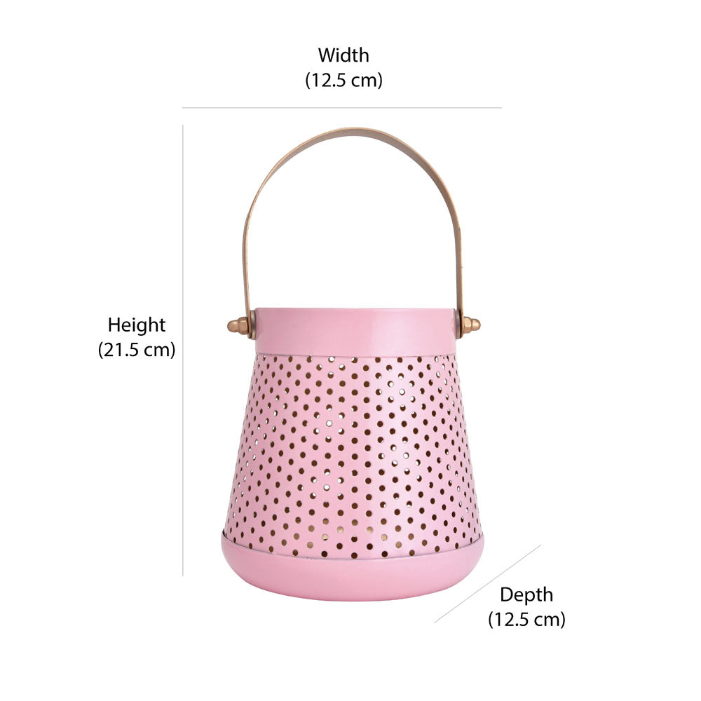 Decorative Modern Trapeze Metal Lantern (Pink)