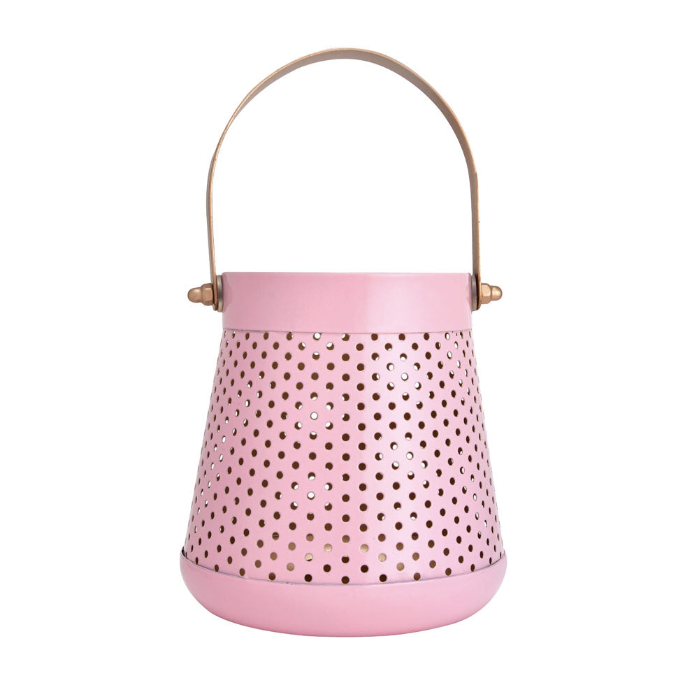 Decorative Modern Trapeze Metal Lantern (Pink)