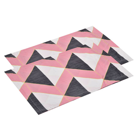 Triangles Design Microfiber 17" x 27" Pillow Covers Set of 2 (Pink & Grey)