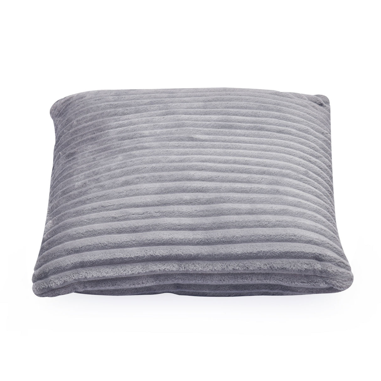 Fluted Flannel Polyester 16" x 16" Filled Cushion (Grey)