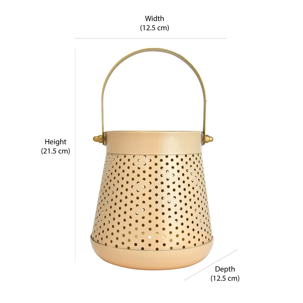 Decorative Modern Trapeze Metal Lantern (Peach)