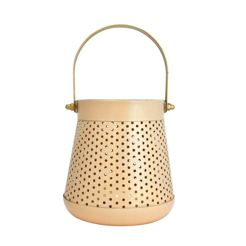 Decorative Modern Trapeze Metal Lantern (Peach)