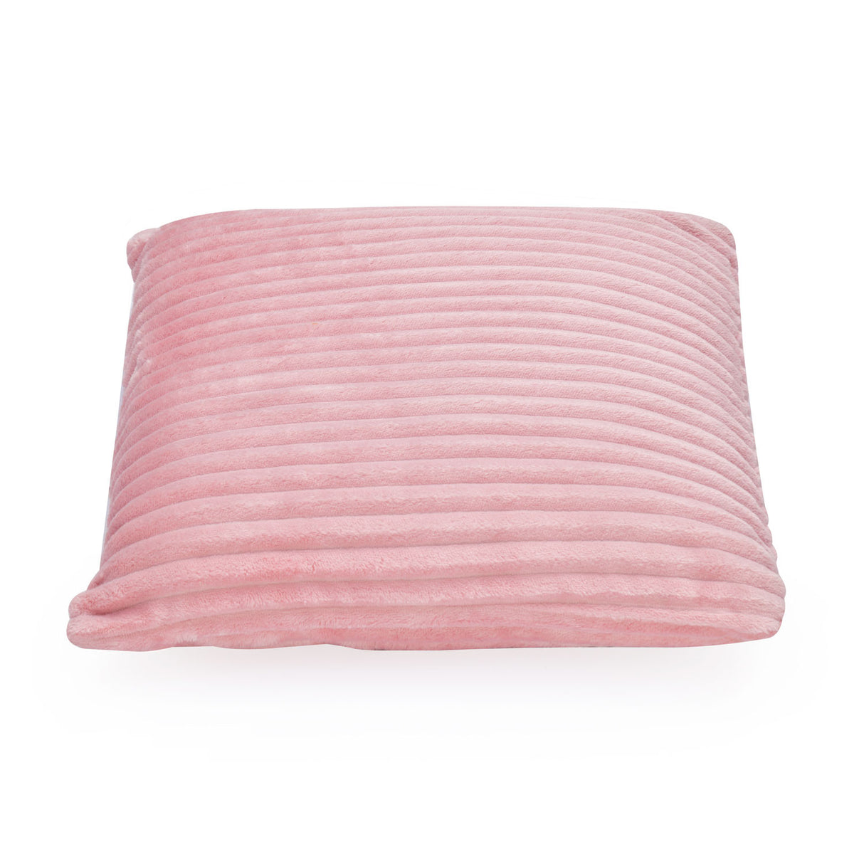 Fluted Flannel Polyester 16" x 16" Filled Cushion (Pink)