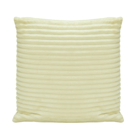 Fluted Flannel Polyester 24" x 24" Filled Cushion (Cream)