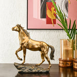 Walking Horse Decorative Polyresin Showpiece (Grey & Gold)