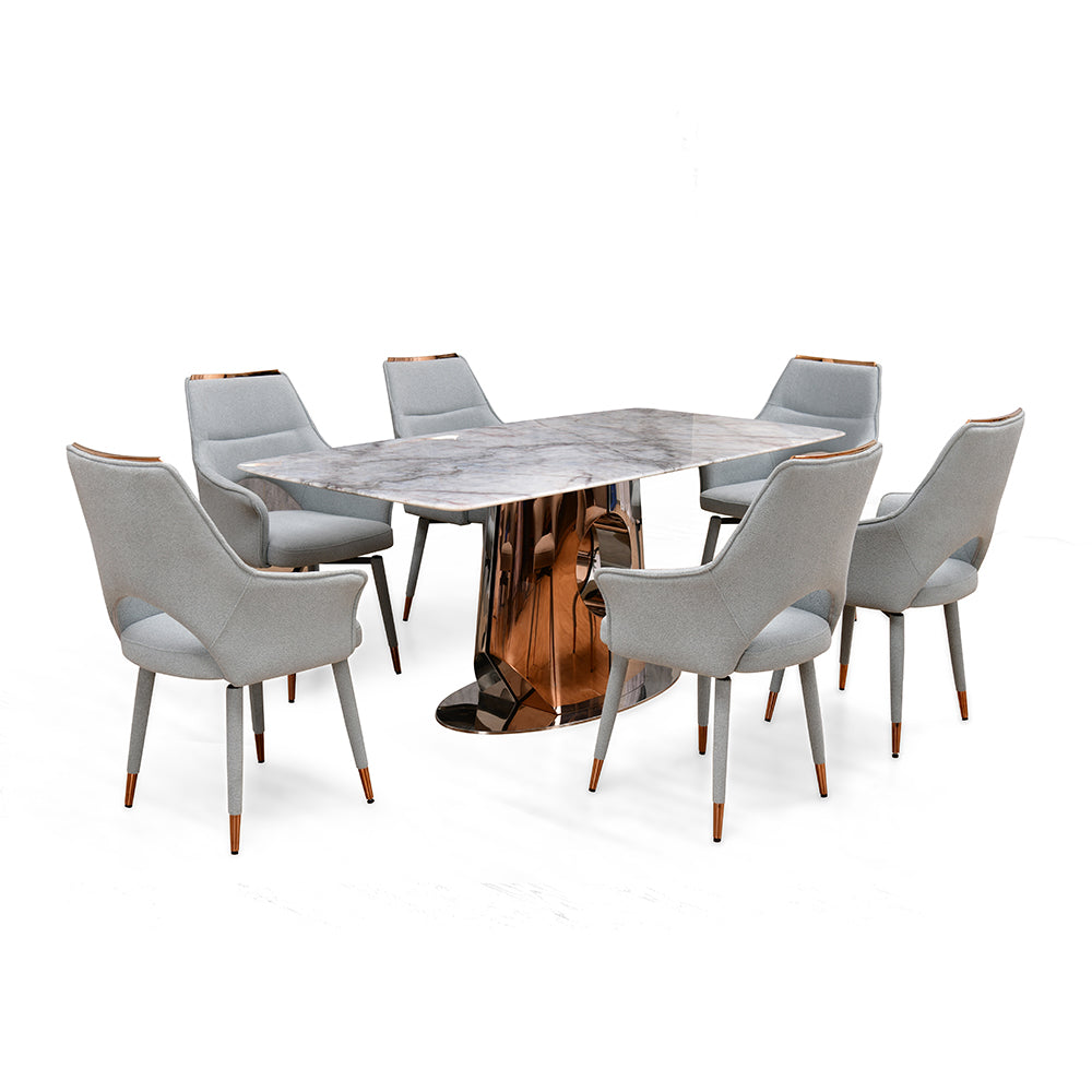 Cordelia 6 Seater Dining Set (Crystal Blue & Grey)