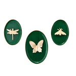 3D Butterfly Plates Metal Wall Decor Set of 3 (Green)