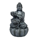 Decorative Buddha With Two Bowls Polyresin Water Fountain (Grey)