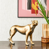 Standing Panther Decorative Polyresin Showpiece (Grey & Gold)