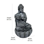 Decorative Buddha With Two Bowls Polyresin Water Fountain (Grey)