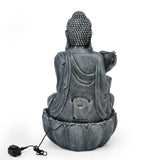 Decorative Buddha With Two Bowls Polyresin Water Fountain (Grey)