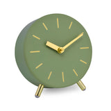 Round Shape Metal Table Clock (Green & Gold)