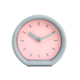 Round With Flat Base Wooden MDF Table Clock (Pink & Grey)