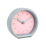 Round With Flat Base Wooden MDF Table Clock (Pink & Grey)