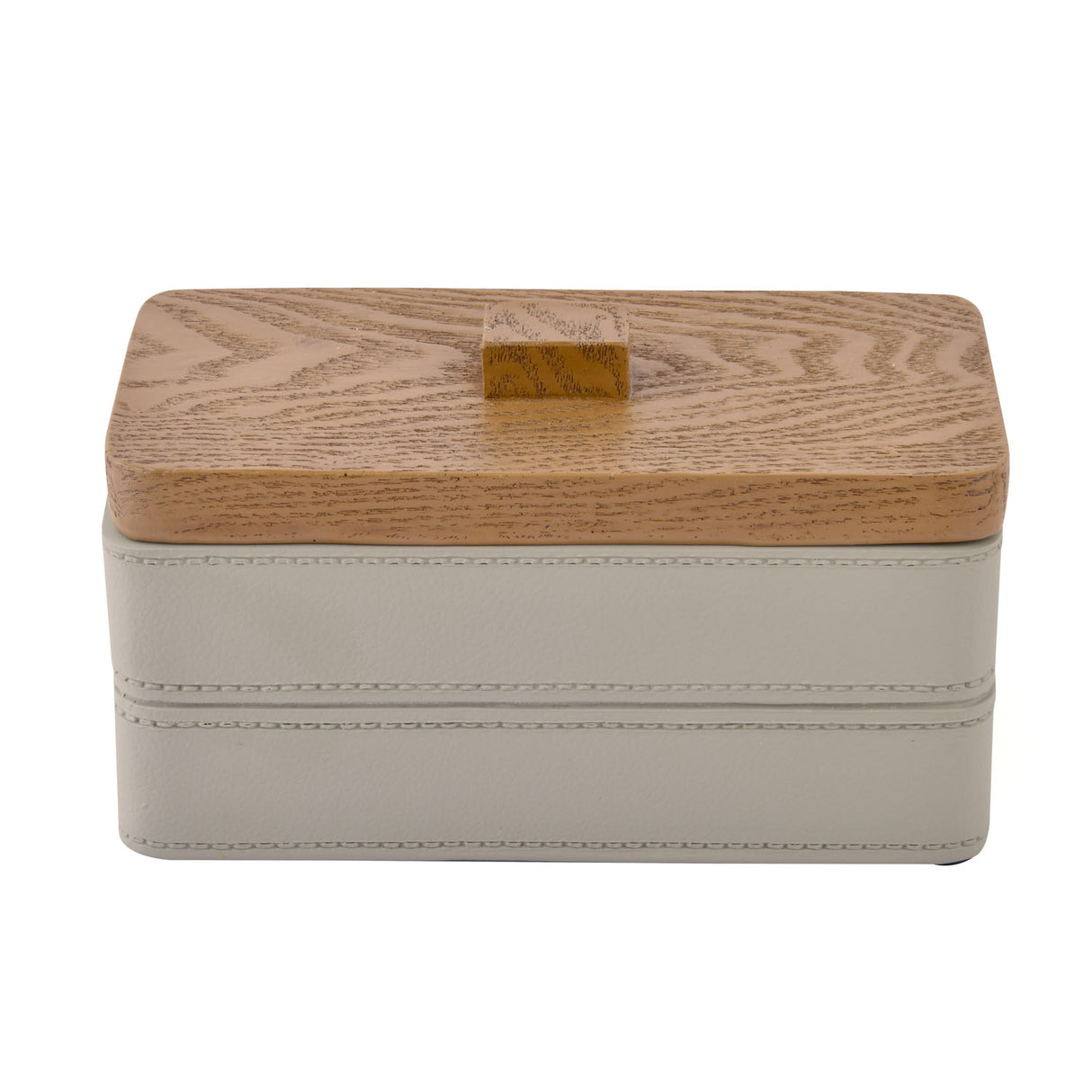 Leather Finish Polyresin Rectangular Storage Box Organiser (Cream)