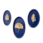 3D Leaves Wall Decor Plates Set of 3 (Blue)