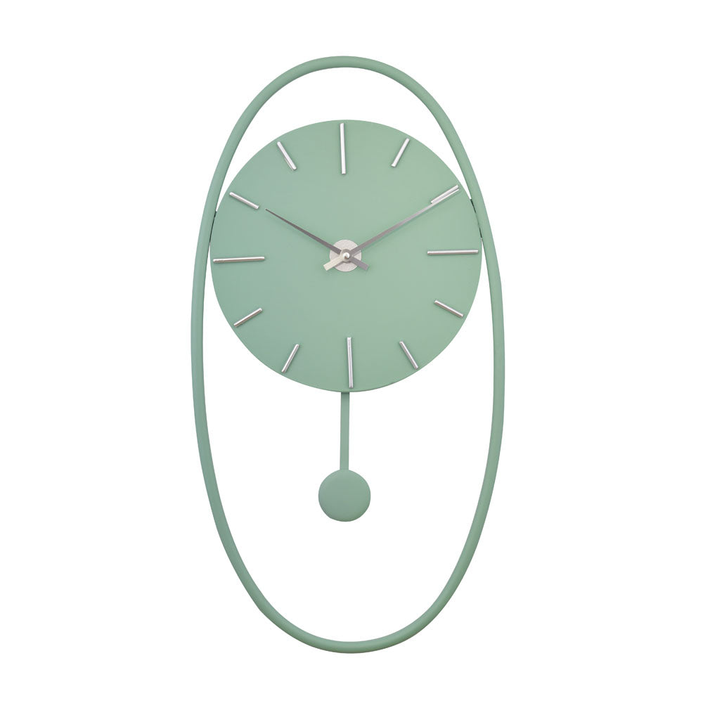 Oval Round Analog Pendulum Wall Clock (Mint Blue)