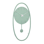 Oval Round Analog Pendulum Wall Clock (Mint Blue)