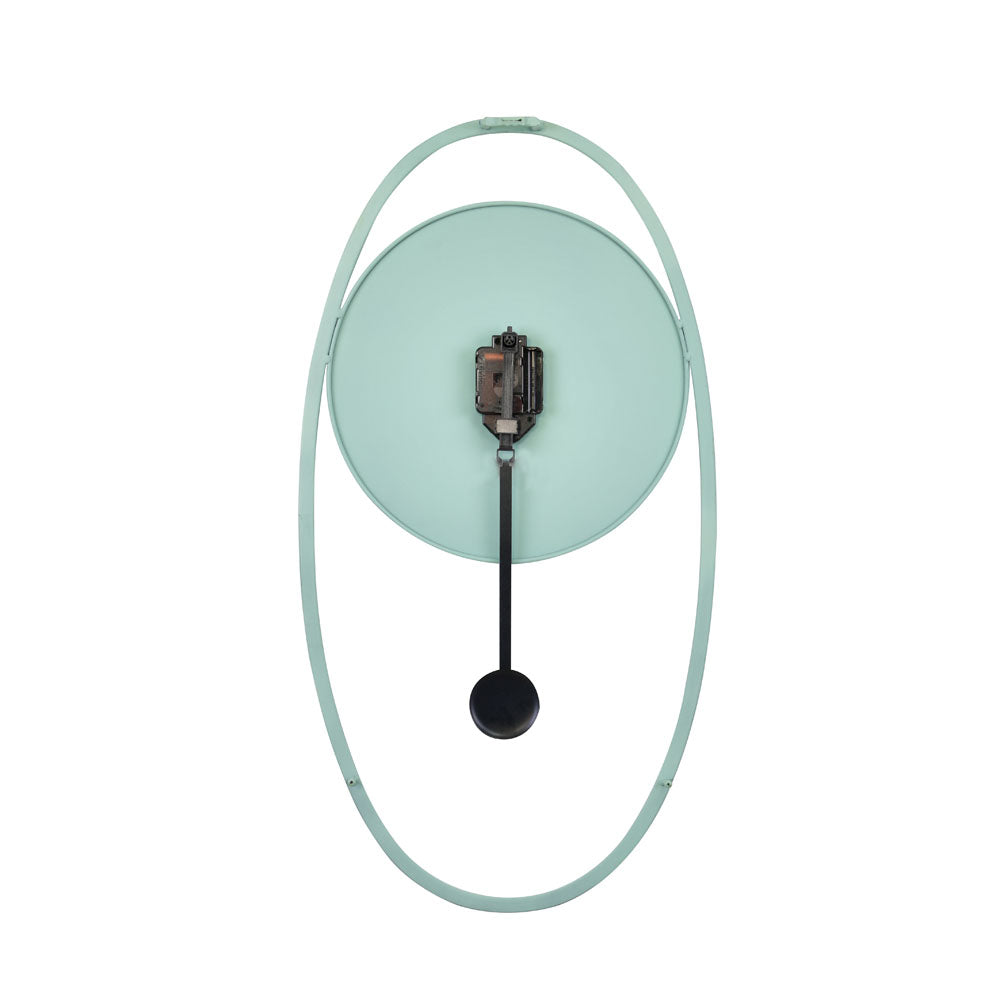 Oval Round Analog Pendulum Wall Clock (Mint Blue)