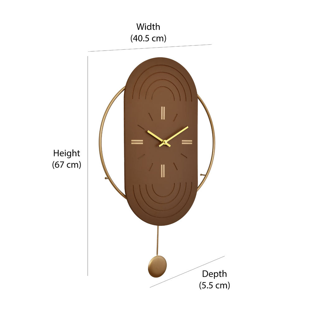 Arch Analog Pendulum Wall Clock (Brown)