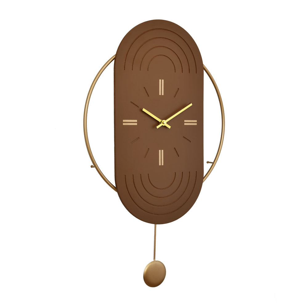 Arch Analog Pendulum Wall Clock (Brown)