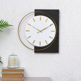 Rectangular Round Wooden and Metal Wall Clock (Grey & White)