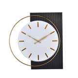 Rectangular Round Wooden and Metal Wall Clock (Grey & White)