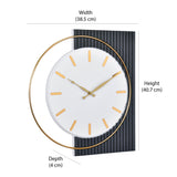 Rectangular Round Wooden and Metal Wall Clock (Grey & White)