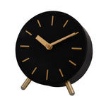 Round Shape Metal Table Clock (Black & Gold)