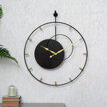 Round Ring Wooden and Metal Wall Clock (Black & Gold)