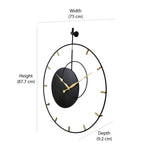 Round Ring Wooden and Metal Wall Clock (Black & Gold)