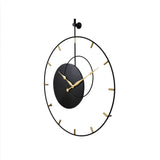 Round Ring Wooden and Metal Wall Clock (Black & Gold)