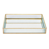 Decorative Iron & Glass Rectangular Tray (Gold)